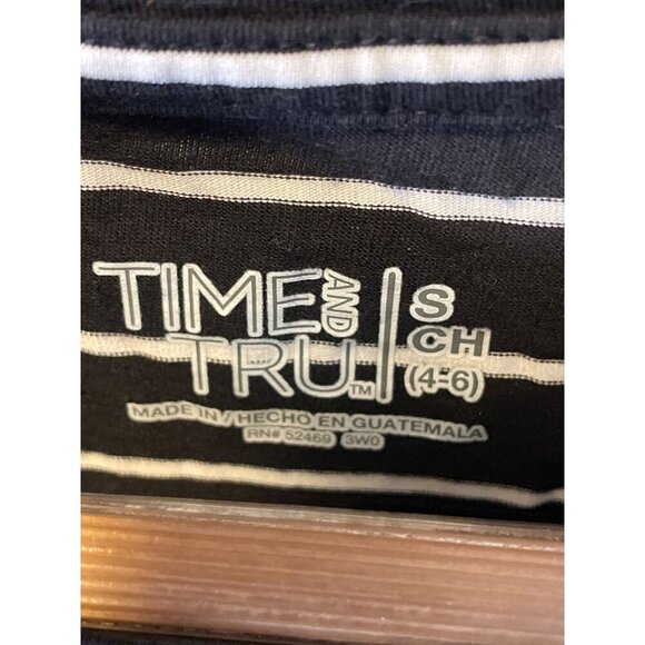 Time and Tru Black White Round Neck Long Sleeve Top Sz S - Picture 5 of 7